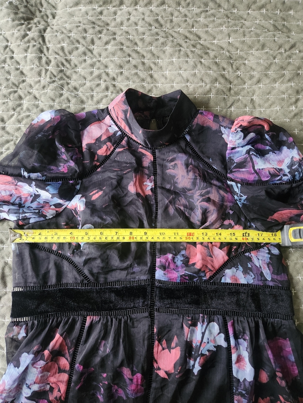 Ted Baker Black Floral Sheer Blouse - Picture 14 of 14